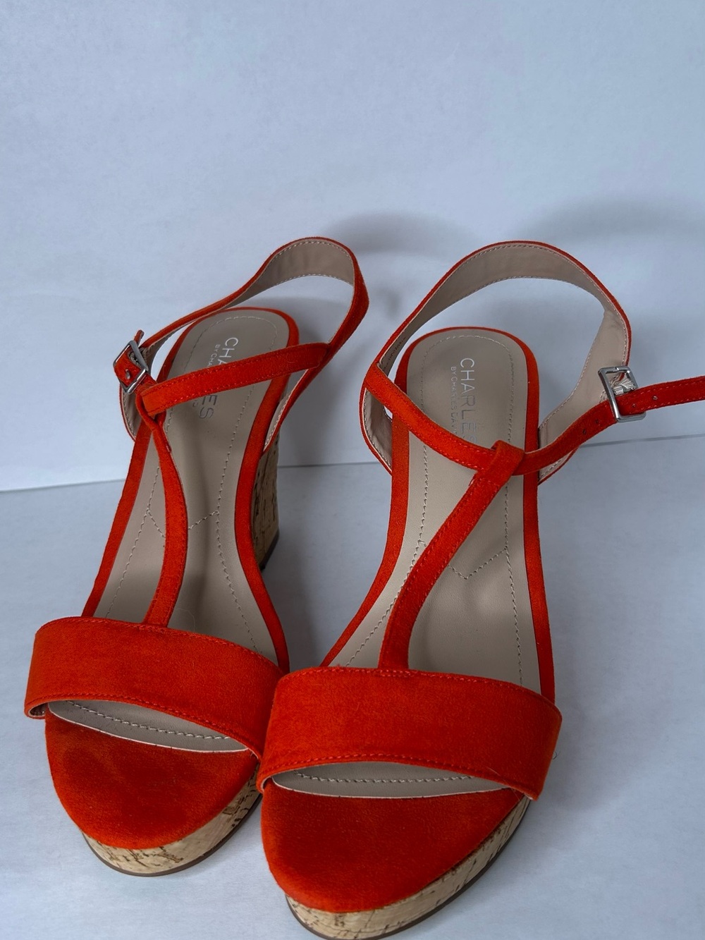Charles by Charles David Women's Latin T-Strap Red Wedge Sandal Size 9M